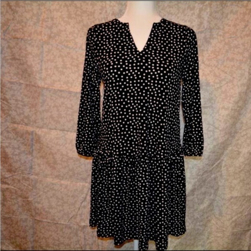 NWT - Banana Republic Ultra-Soft Lightweight Flowy Dress (Black / White,Dots XS)